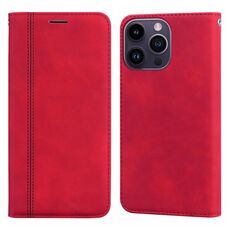 Per iPhone 15 Pro Custodia per cellulare in PU magnetica con vibrazione orizzontale satinata per iPhone 15 Pro (Rosso)