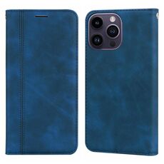Custodia per telefono in PU con vibrazione orizzontale magnetica satinata per iPhone 15 Pro (blu)