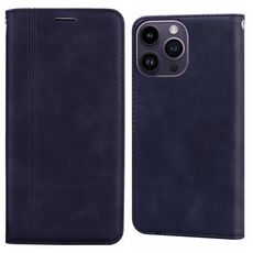Custodia per telefono in PU con vibrazione orizzontale magnetica satinata per iPhone 15 Pro (nera)