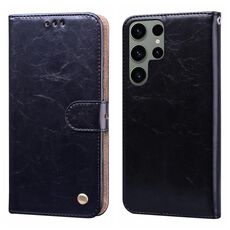 Per Samsung Galaxy S24 Custodia per telefono in pelle con texture ultra cerata antiurto (nera)
