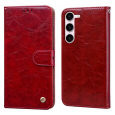 Per Samsung Galaxy S24+ Custodia per cellulare in pelle antiurto con texture a cera d'olio (rossa)
