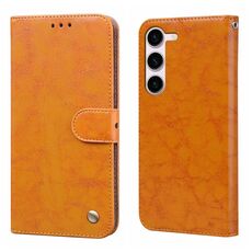 Per Samsung Galaxy S24+ Custodia per cellulare in pelle antiurto con texture a cera d'olio (gialla)