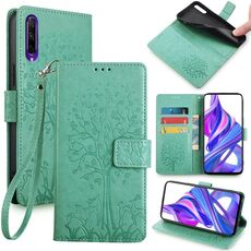 Custodia per telefono in pelle goffrata albero e cervo per Honor 9X (verde)