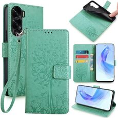 Custodia per telefono in pelle goffrata albero e cervo per Honor X50i 5G (verde)
