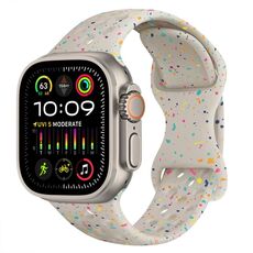 Per Apple Watch Ultra 2 Cinturino in silicone mimetico con fibbia a farfalla stile foro da 49 mm (colore Starlight)