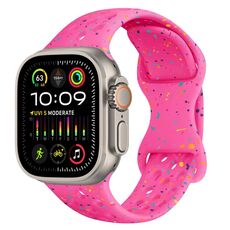 Per Apple Watch Cinturino per orologio in silicone mimetico con fibbia a farfalla stile ultra foro da 49 mm (polvere Barbie)