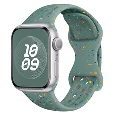 Per Apple Watch Series 8 Cinturino per orologio in silicone mimetico con fibbia a farfalla stile foro da 45 mm (verde pino)