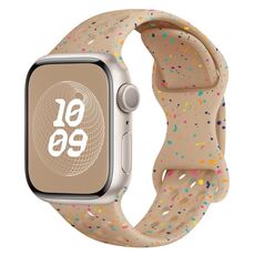 Per Apple Watch SE 2022 cinturino in silicone mimetico con fibbia a farfalla stile foro da 44 mm (tè al latte)