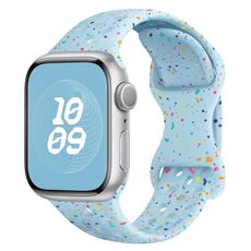 Per Apple Watch Series 7 Cinturino per orologio in silicone mimetico con fibbia a farfalla stile foro da 41 mm (azzurro)