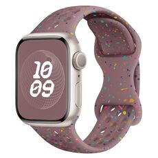 Per Apple Watch Series 6 Cinturino per orologio in silicone mimetico con fibbia a farfalla stile foro da 40 mm (viola fumo)