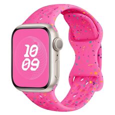 Per Apple Watch Series 3 Cinturino per orologio in silicone mimetico con fibbia a farfalla stile foro da 38 mm (polvere Barbie)
