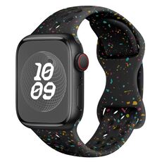 Per Apple Watch Series 3 Cinturino in silicone mimetico con fibbia a farfalla stile foro da 38 mm (nero)