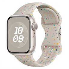 Per Apple Watch cinturino in silicone mimetico con fibbia a farfalla stile foro da 38 mm (colore Starlight)