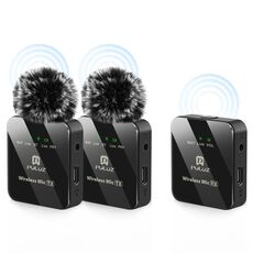 Microfono lavalier wireless PULUZ 2 TX + 1 RX (nero)