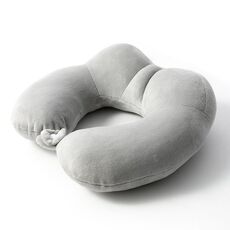 Cuscino portatile per la cura del collo, cuscino multifunzionale a forma di U da viaggio in aereo, stile: cotone memory grigio
