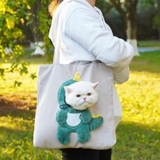 Borsa per animali domestici Borsa a tracolla Borsa per gatti Borsa a tracolla espandibile per cani di piccola taglia, Taglia: M (Drago verde con sfondo bianco)