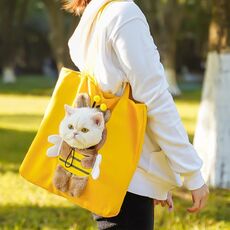 Borsa per animali domestici Borsa a tracolla Borsa per gatti Borsa a tracolla espandibile per cani di piccola taglia, Taglia: L (Ape gialla)