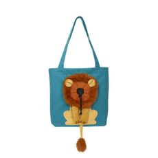 Borsa per gatti a forma di leone espandibile in tela Borsa per cani di piccola taglia, misura: piccola (blu lago)