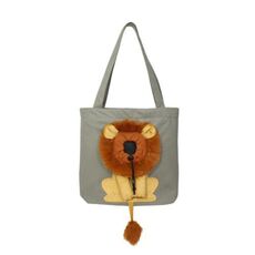 Borsa per gatti a forma di leone espandibile in tela Borsa per cani di piccola taglia, misura: piccola (grigio scuro)