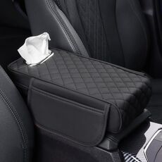 Scatola per braccioli per auto, scatola per fazzoletti interni ampliata, colore: nero
