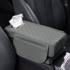 Scatola per braccioli per auto, scatola per fazzoletti interni ampliata, colore: grigio