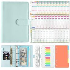 Notebook A6 Macaron a fogli mobili Piano settimanale Piano mensile Manuale di archiviazione multifunzione in pelle PU(Blu)