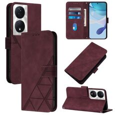 Per Honor 90 Smart Global/X7b 4G/5G Global Crossbody 3D Custodia in pelle con vibrazione in rilievo (Vino Rosso)