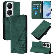 Per Honor 90 Smart Global/X7b 4G/5G Global Crossbody 3D Custodia in pelle con vibrazione in rilievo (verde scuro)