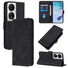 Per Honor 90 Smart Global/X7b 4G/5G Global Crossbody 3D Custodia in pelle con vibrazione in rilievo (Nero)