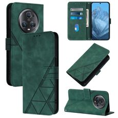 Custodia a tracolla in pelle con stampa 3D per Honor Magic5 Pro (verde scuro)