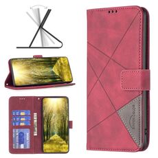 Custodia per telefono in pelle con trama romboidale con fibbia magnetica per Honor 200 (rossa)