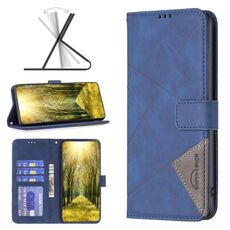 Per Honor 200 Custodia per telefono in pelle con texture rombo con fibbia magnetica (blu)