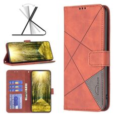 Custodia per telefono in pelle con trama romboidale con fibbia magnetica per Honor 200 Pro (marrone)