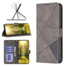 Custodia per telefono in pelle con texture romboidale con fibbia magnetica per Honor 200 Pro (grigio)