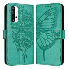 Custodia per telefono in pelle con farfalla goffrata per Honor 20/20 Pro / 20S (verde)