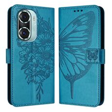 Custodia per telefono in pelle farfalla goffrata per Honor 60 Pro (blu)