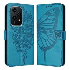 Custodia per telefono in pelle farfalla goffrata globale per Honor 200 Lite 5G (blu)