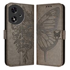 Custodia per telefono in pelle con farfalla goffrata For Honor Play 50 (grigia)