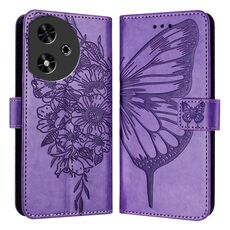 Custodia per telefono in pelle con farfalla goffrata For Honor Play 50 (viola)