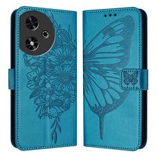 Custodia per telefono in pelle con farfalla goffrata per Honor Play 50 (blu)