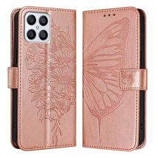 Custodia per telefono in pelle con farfalla goffrata per Honor X8 4G / X30i / Play6T Pro (oro rosa)