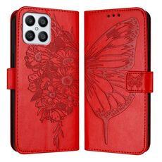 Custodia per telefono in pelle con farfalla goffrata per Honor X8 4G / X30i / Play6T Pro (rossa)