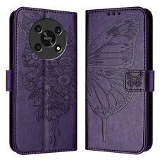 Custodia per telefono in pelle con farfalla goffrata per Honor X30 5G/X9 4G/X9 5G (viola scuro)