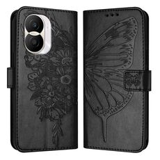Custodia per telefono in pelle con farfalla goffrata per Honor X40i (nera)