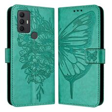 Custodia per telefono in pelle con farfalla in rilievo TCL 306 (verde)