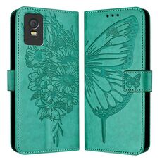Custodia per telefono in pelle con farfalla in rilievo TCL 403 (verde)