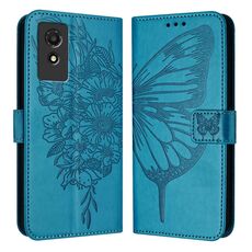 Custodia per telefono in pelle con farfalla in rilievo TCL 501 (blu)