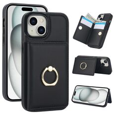 Per iPhone 15 Plus Custodia per telefono con porta carte antifurto RFID (nera)