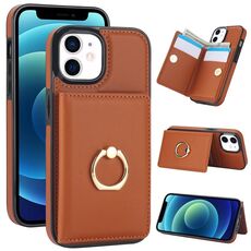 Per iPhone 14/13 Custodia per telefono con porta carte antifurto RFID (marrone)