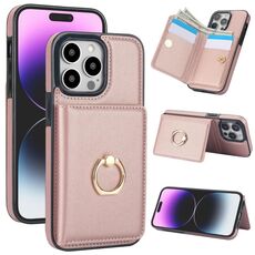 Per iPhone 14 Pro Max Custodia per telefono con porta carte antifurto RFID (oro rosa)